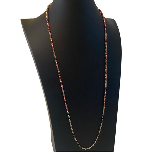 Long Beaded Necklace in Great Autumn & Goldtones. - Picture 4 of 5